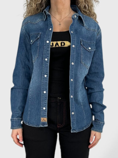 CAMICIA TEXANA IN JEANS ELASTICIZZATO