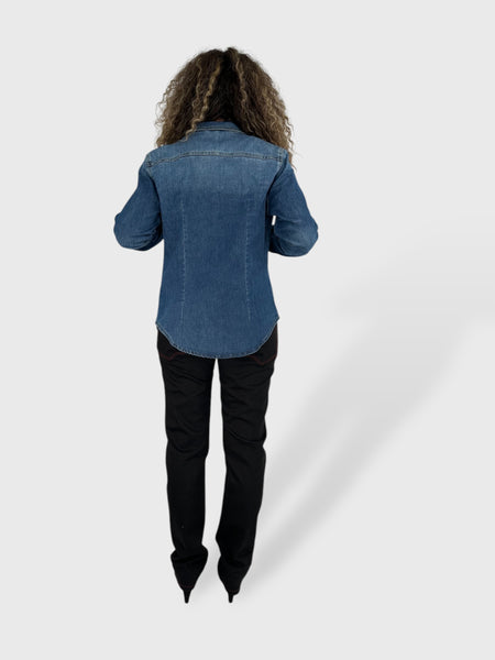 CAMICIA TEXANA IN JEANS ELASTICIZZATO