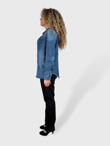 CAMICIA TEXANA IN JEANS ELASTICIZZATO
