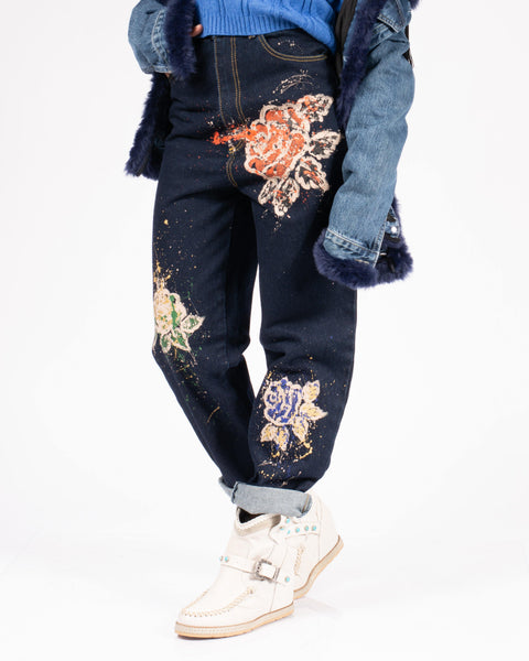 Jeans Vita alta dipinti a mano - Forum boutiques